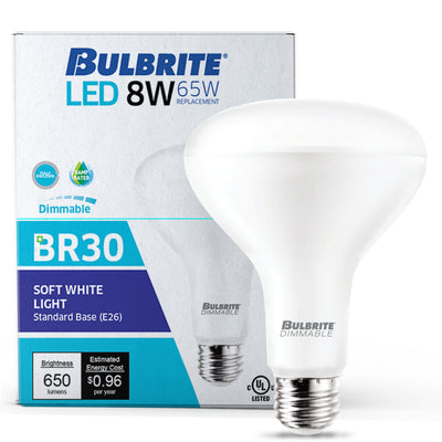 BR30 Dimmable Frost Filament LED Light Bulb with E26 Base, 3000K, 650 Lumens, 4-Pack