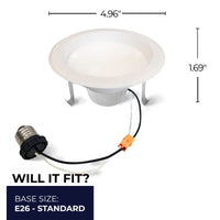 4-inch White Round - Smooth Trim 12W Dimmable LED Retrofit Recessed Downlight, 2700K, 1100 Lumens, 4-Pack