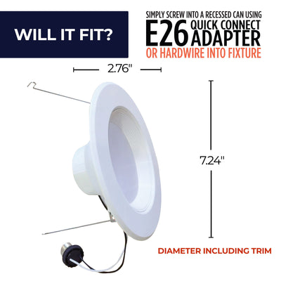 5/6-inch White 14W Dimmable LED Retrofit Recessed Downlight, 4000K, 1100 Lumens, 4-Pack