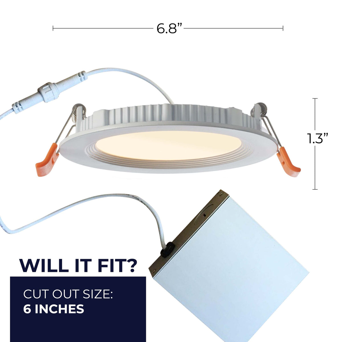 6-inch White 14W Dimmable LED J-Box Recessed Downlight, 2700K, 1100 Lumens, 2-Pack