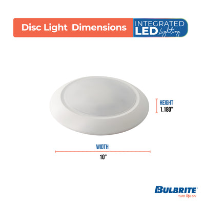 10-inch White 25W Dimmable LED Disc Downlight, 3000K, 2000 Lumens