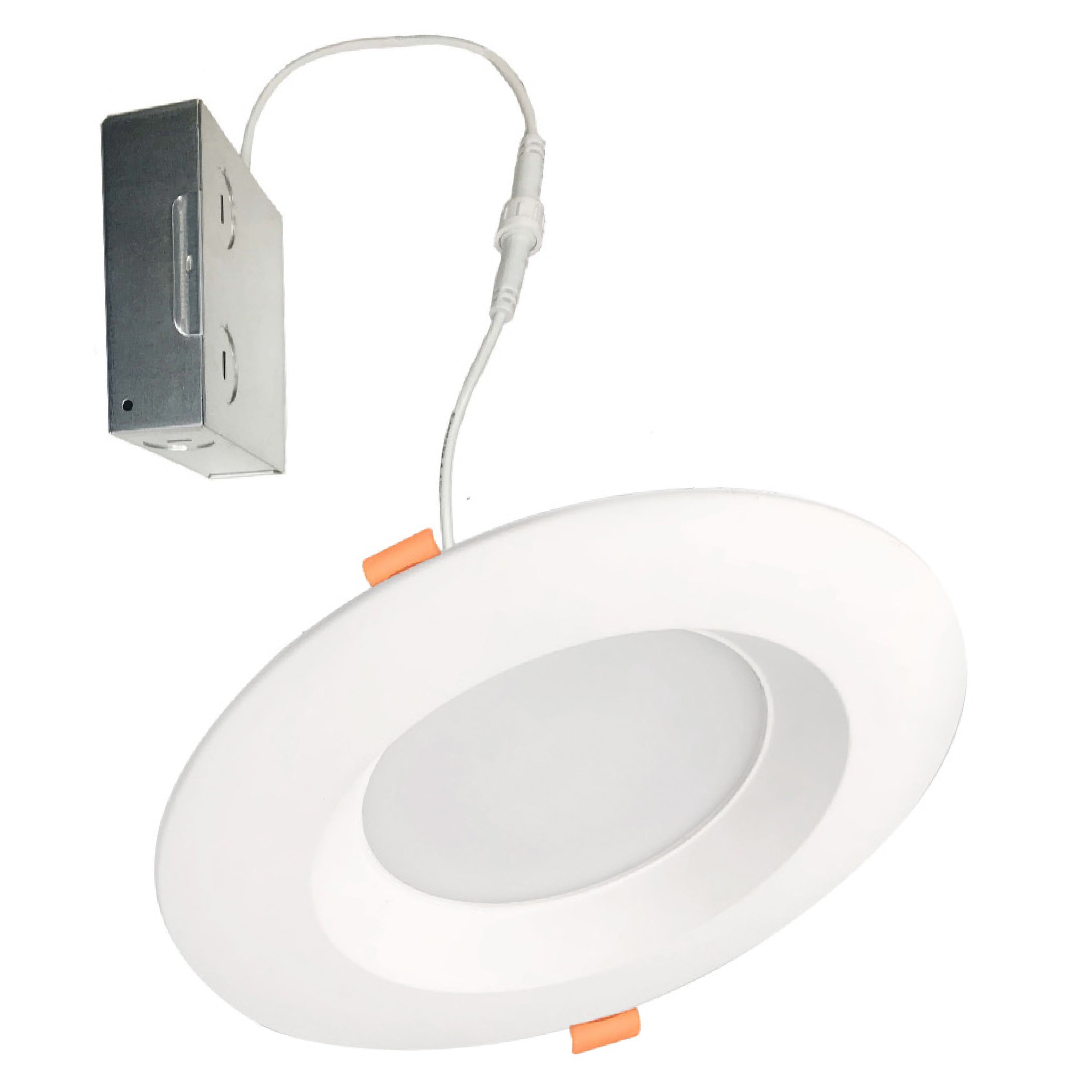 4-inch White Round - Smooth Trim - Regressed 12W Dimmable LED J-Box Recessed Downlight, 5 CCT - 27/30/35/40/50K, 1100 Lumens