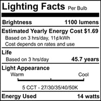 6-inch White Round - Smooth Trim 14W Dimmable LED J-Box Recessed Downlight, 5 CCT - 27/30/35/40/50K, 1100 Lumens, 4-Pack