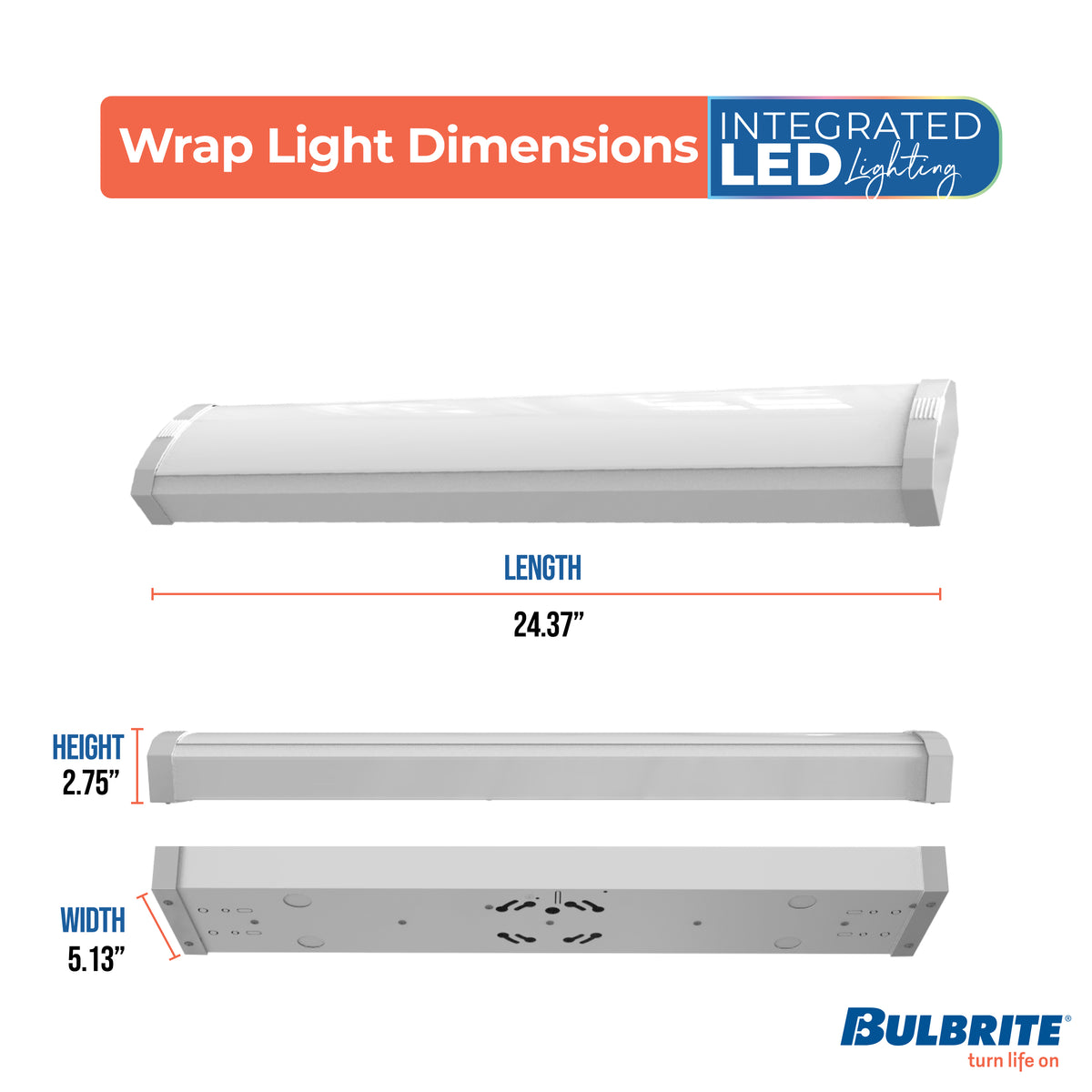 2-foot White 20W Dimmable LED Wraparound Utility Light, 3000K, 2300 Lumens