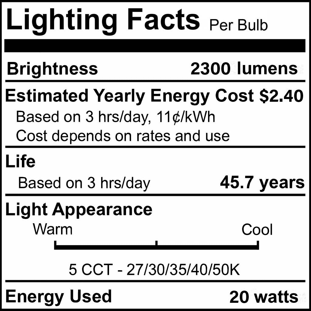 2-foot White 20W Dimmable LED Wraparound Utility Light, 5 CCT - 27/30/35/40/50K, 2300 Lumens