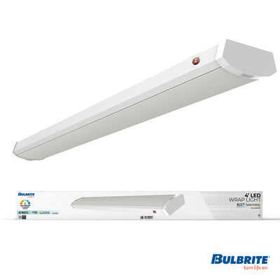 4-foot White 46W Dimmable LED Wraparound Utility Light, 3000K, 5300 Lumens, Battery Backup