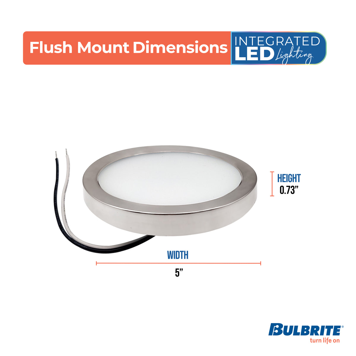 5-inch Nickel 10.3W Dimmable LED Flush Mount Ceiling Light, 3000K, 850 Lumens
