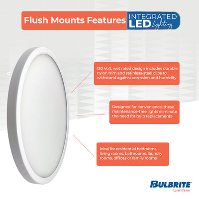 7-inch White 14W Dimmable LED Flush Mount Ceiling Light, 3000K, 1150 Lumens