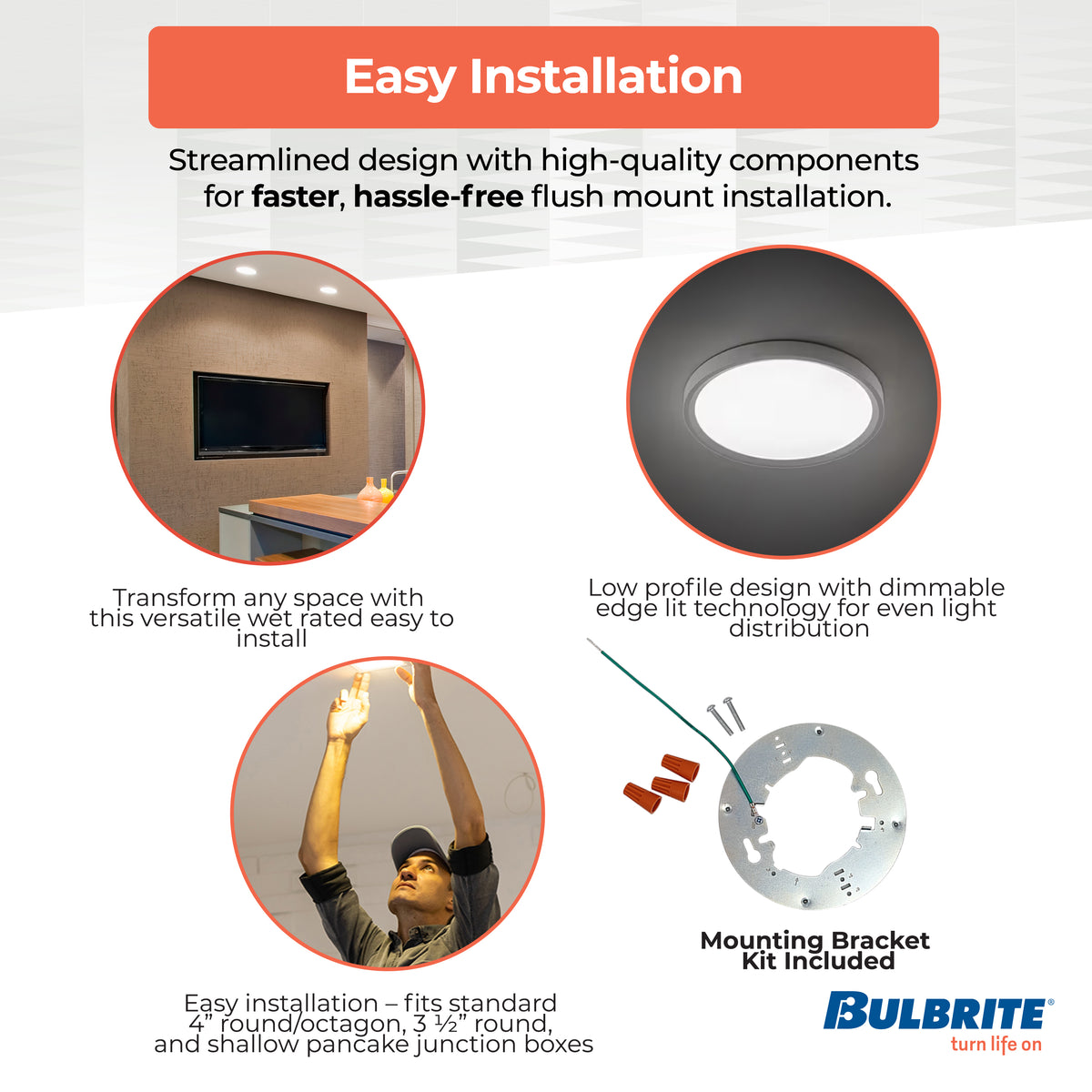 7-inch White 14W Dimmable LED Flush Mount Ceiling Light, 3000K, 1150 Lumens