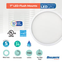 7-inch White 14W Dimmable LED Flush Mount Ceiling Light, 3000K, 1150 Lumens