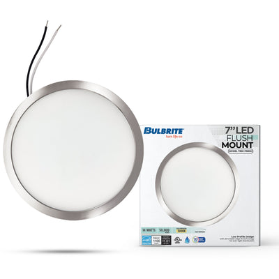 7-inch Nickel 14W Dimmable LED Flush Mount Ceiling Light, 3000K, 1150 Lumens