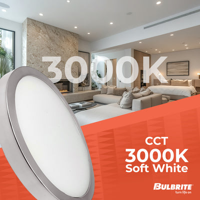 7-inch Nickel 14W Dimmable LED Flush Mount Ceiling Light, 3000K, 1150 Lumens
