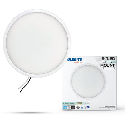 9-inch White 17W Dimmable LED Flush Mount Ceiling Light, 3000K, 1400 Lumens