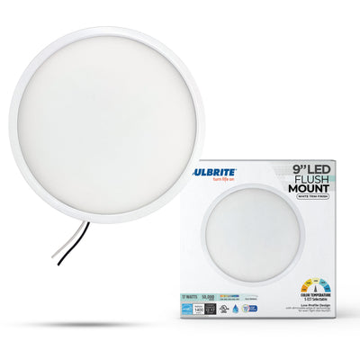 9-inch White 17W Dimmable LED Flush Mount Ceiling Light, 5 CCT - 27/30/35/40/50K, 1400 Lumens