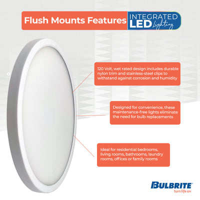 9-inch White 17W Dimmable LED Flush Mount Ceiling Light, 5 CCT - 27/30/35/40/50K, 1400 Lumens