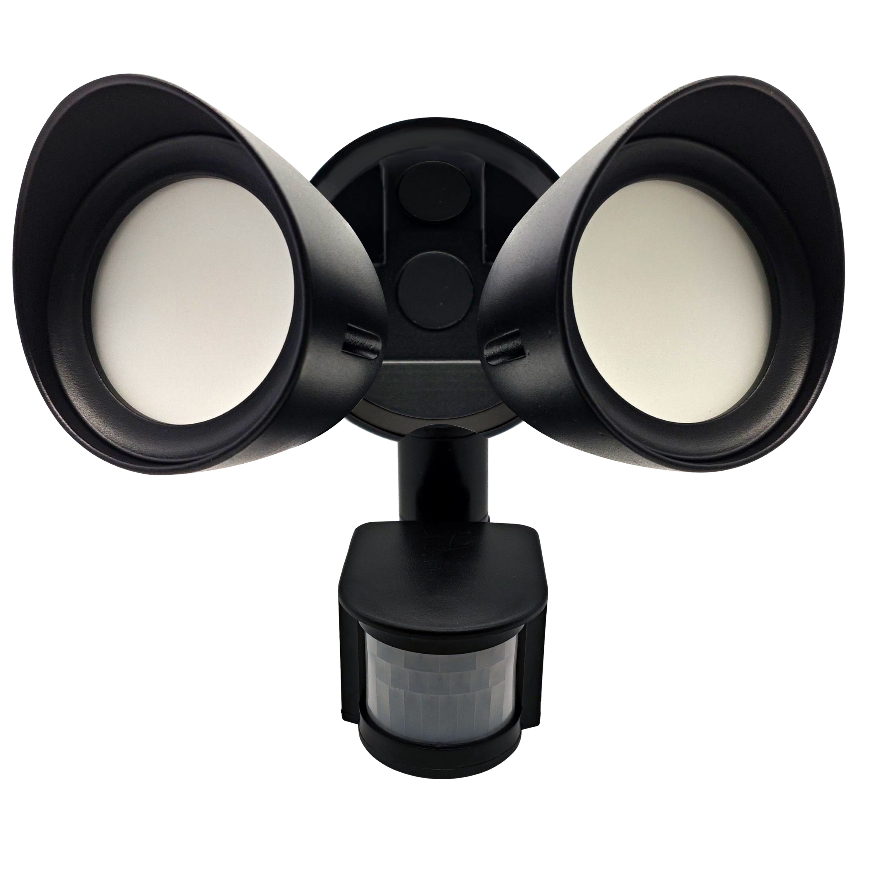 Black 24W 2-Head LED Outdoor Security Flood Light, 4000K, 2000 Lumens, 10.188-inch Dia x 11.625-inch L