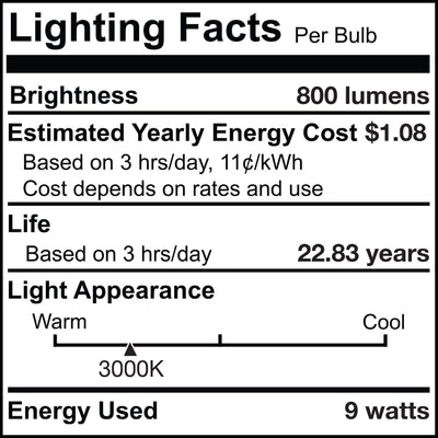 A19 9W Non-Dimmable Frost LED Light Bulb with E26 Base, 3000K, 800 Lumens, 6-Pack