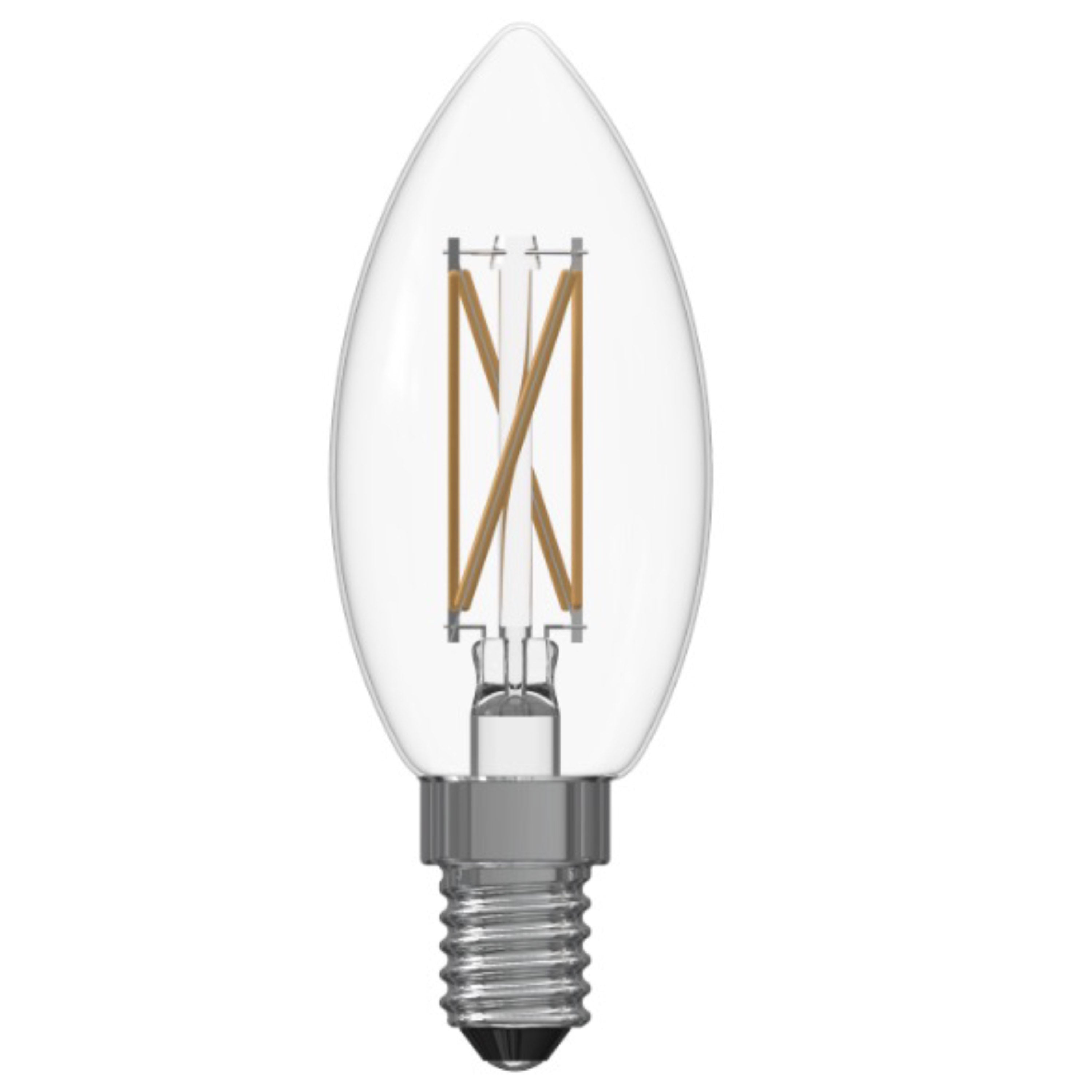 B11 4.1W Dimmable Clear Filament LED Light Bulb with E12 Base, 3000K, 400 Lumens, 6-Pack