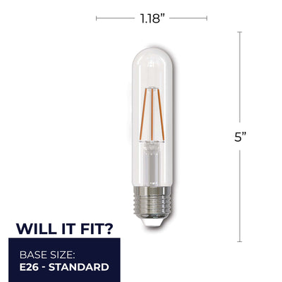 T9 5.1W Dimmable Clear Filament LED Light Bulb with E26 Base, 2700K, 500 Lumens, 8-Pack