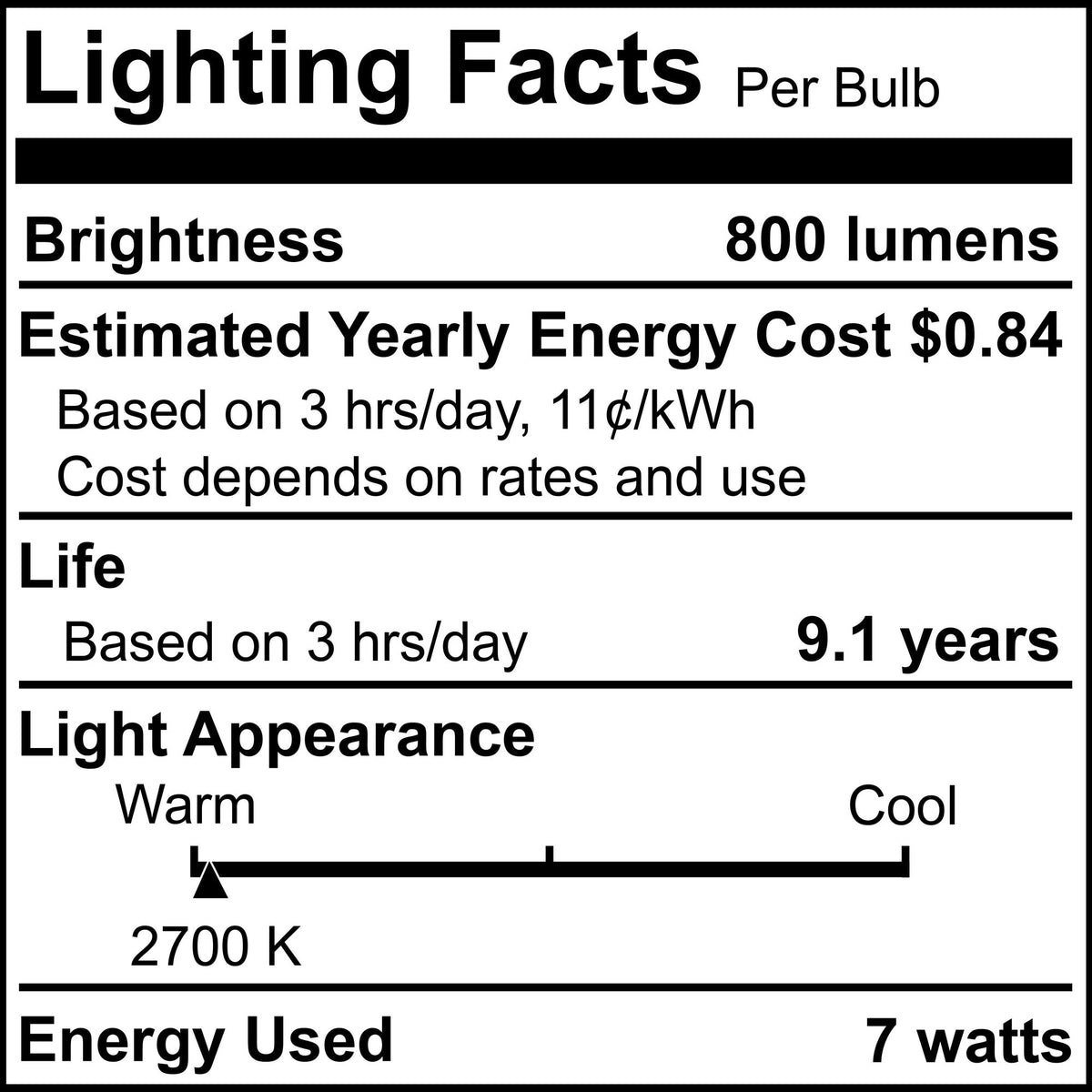 A15 7.6W Dimmable Clear Filament LED Light Bulb with E26 Base, 2700K, 800 Lumens, 4-Pack