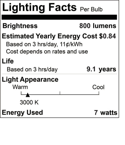 G25 7W Dimmable Clear Filament LED Light Bulb with E26 Base, 3000K, 800 Lumens, 8-Pack