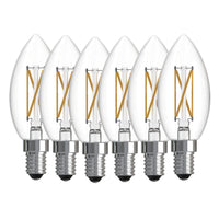 B11 4.1W Dimmable Clear Filament LED Light Bulb with E12 Base, 3000K, 400 Lumens, 6-Pack