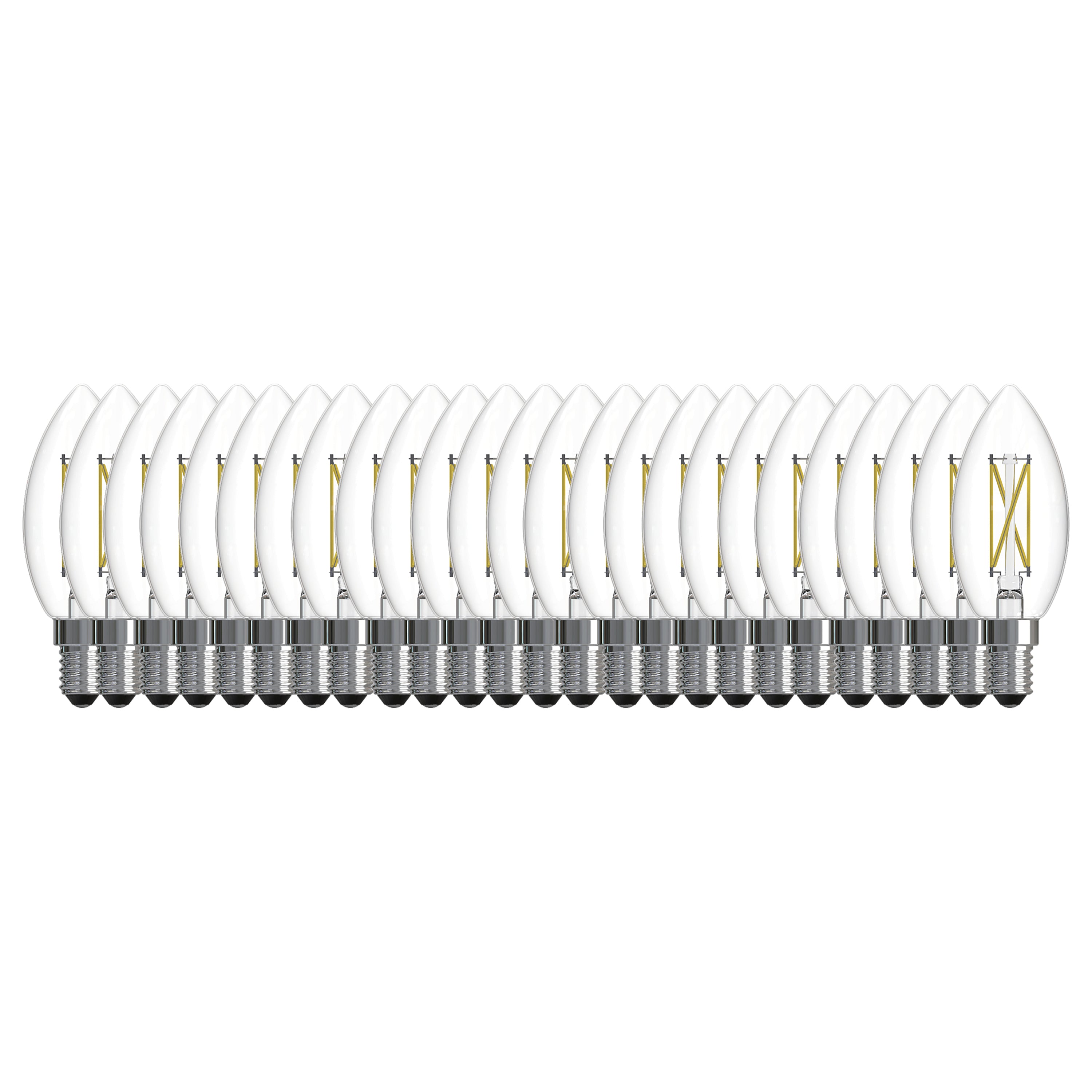 B11 4.1W Dimmable Clear Filament LED Light Bulb with E12 Base, 3000K, 400 Lumens, 25-Pack