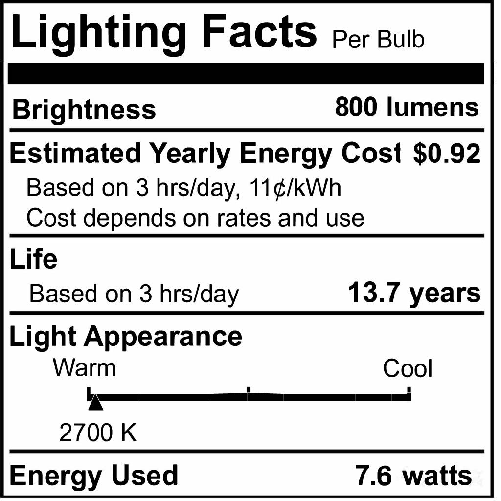 A19 7.6W Dimmable Clear Filament LED Light Bulb with E26 Base, 2700K, 800 Lumens, 4-Pack