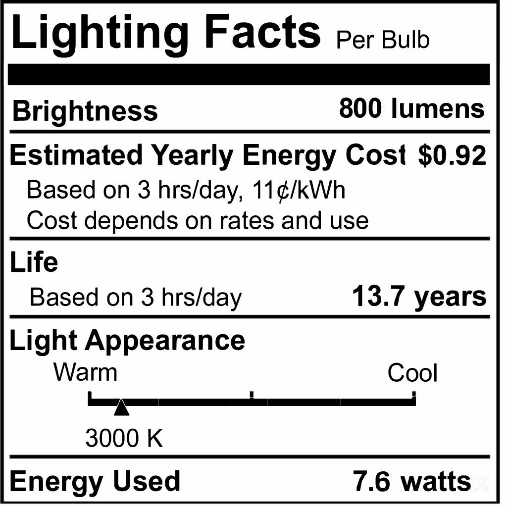 A19 7W Dimmable Clear Filament LED Light Bulb with E26 Base, 3000K, 800 Lumens, 8-Pack