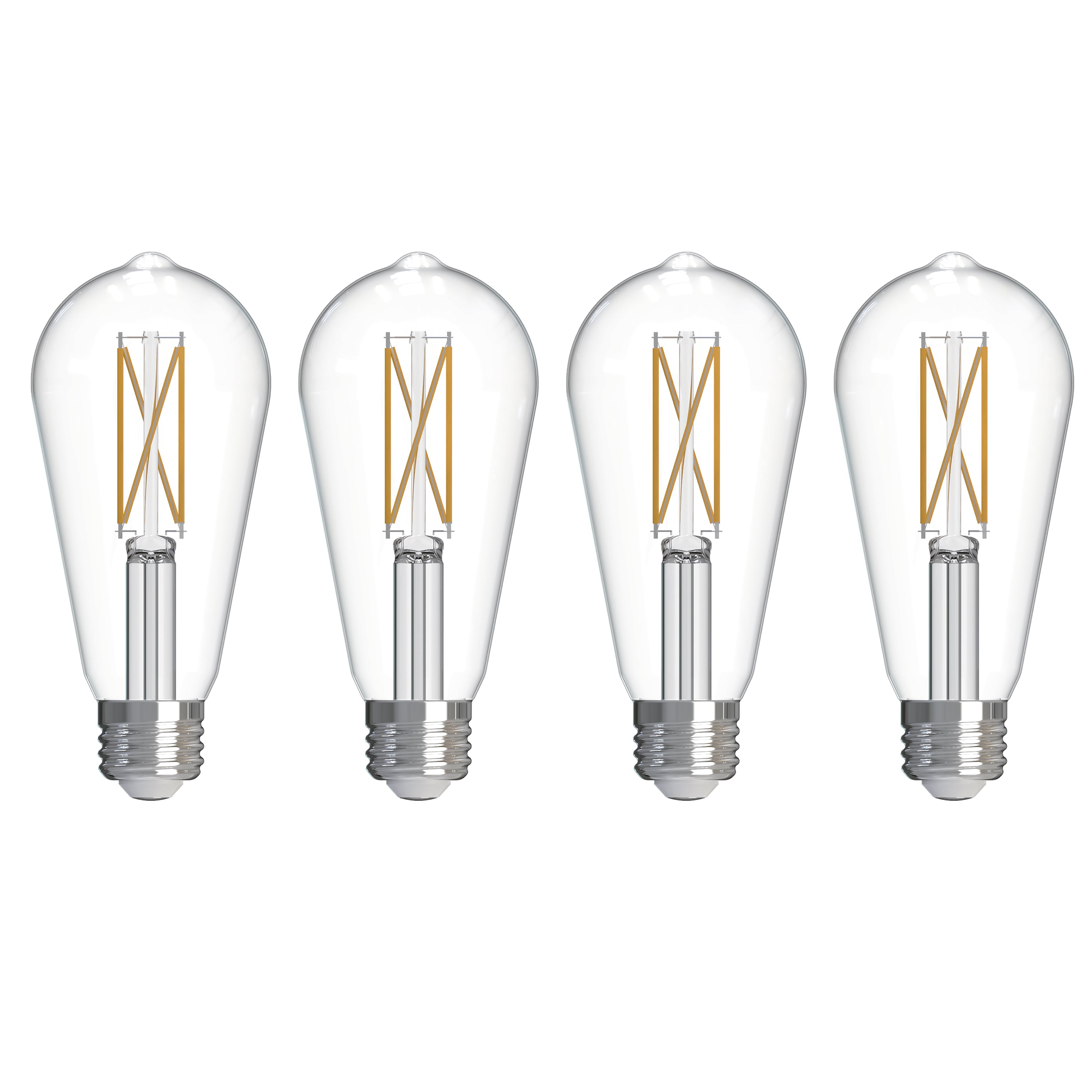 ST18 7.6W Dimmable Clear Filament LED Light Bulb with E26 Base, 3000K, 800 Lumens, 4-Pack