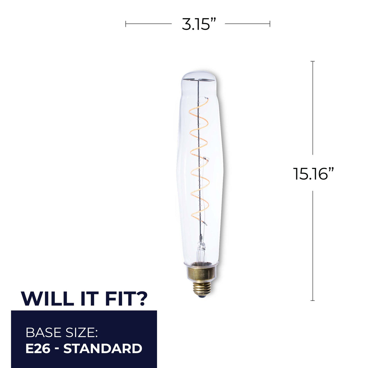 Grands ET25 4W Dimmable Clear Filament LED Light Bulb with E26 Base, 2200K, 190 Lumens