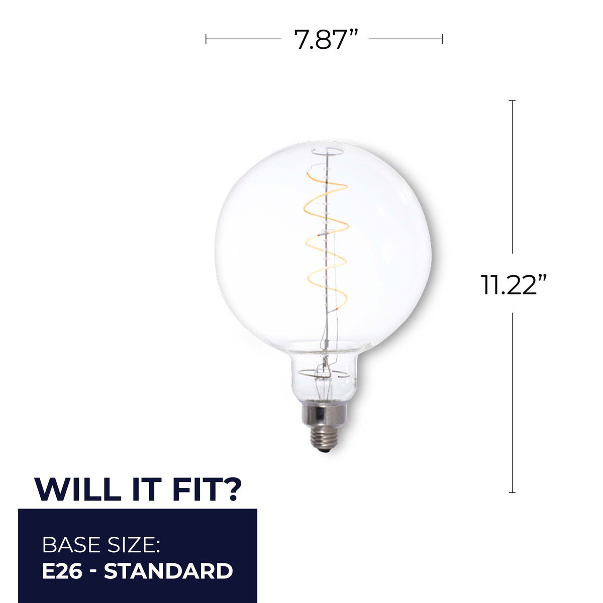 Grands G63 4W Dimmable Clear Filament LED Light Bulb with E26 Base, 2200K, 190 Lumens
