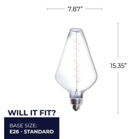 Grands DIA 4W Dimmable Clear Filament LED Light Bulb with E26 Base, 2200K, 190 Lumens