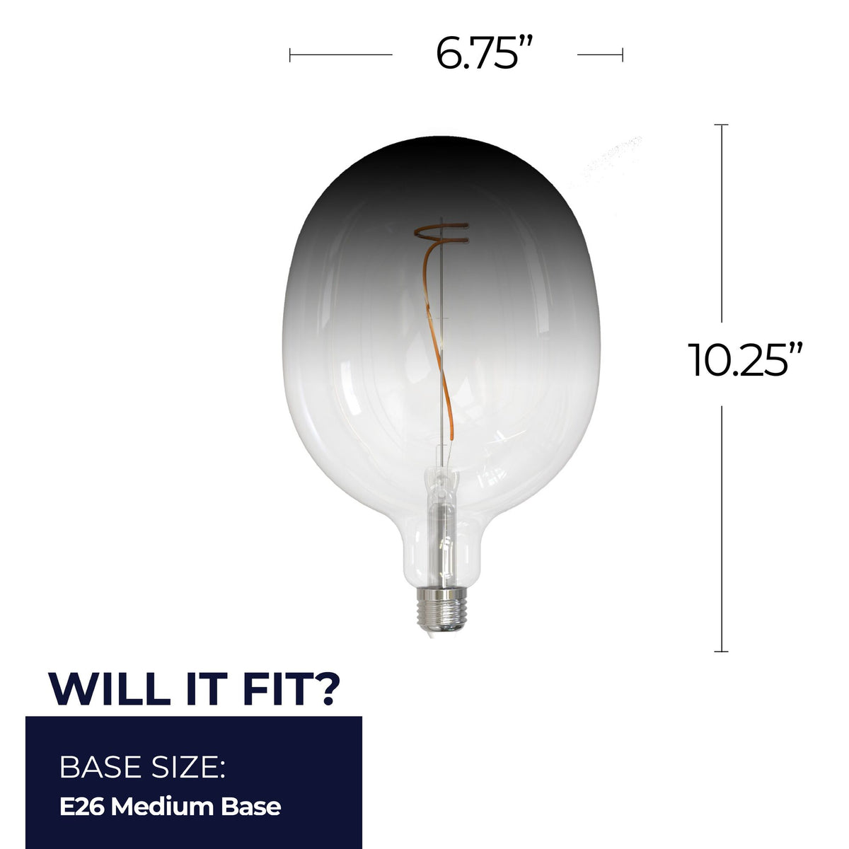 C53 4.5W Dimmable Clear/Smoke Filament LED Light Bulb with E26 Base, 3000K, 200 Lumens, 2-Pack