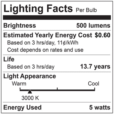 Warm Dims G16 5W Dimmable Milky Filament LED Light Bulb with E12 Base, 3000K-1800K, 500 Lumens, 4-Pack