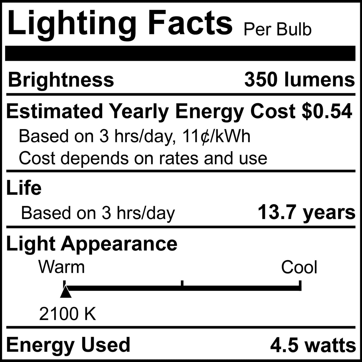 G25 4.5W Dimmable Clear Filament LED Light Bulb with E26 Base, 2100K, 350 Lumens, 4-Pack