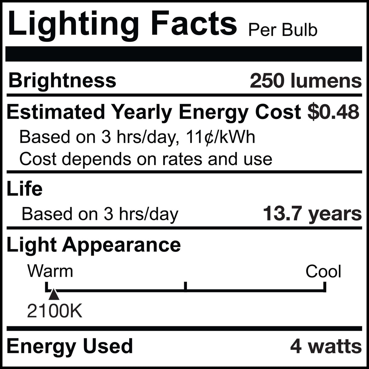 C15 4W Dimmable Amber Filament LED Light Bulb with E26 Base, 2100K, 250 Lumens, 4-Pack
