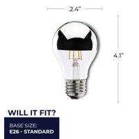 Half Series A19 4.5W Dimmable White Filament LED Light Bulb with E26 Base, 2700K, 360 Lumens, 2-Pack