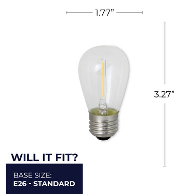S14 0.7W Non-Dimmable Clear Filament LED Light Bulb with E26 Base, 2700K, 75 Lumens, 6-Pack
