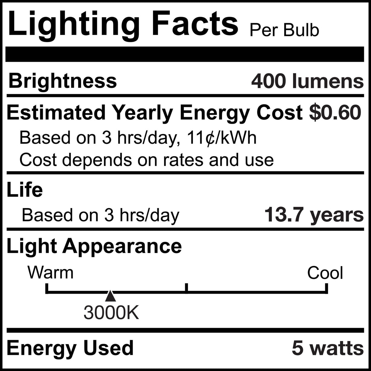 T9 15-inch 5W Dimmable Clear LED Light Bulb with E26 Base, 3000K, 400 Lumens, 3-Pack