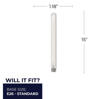 T9L 5W Dimmable Clear Filament LED Light Bulb with E26 Base, 3000K, 400 Lumens, 4-Pack