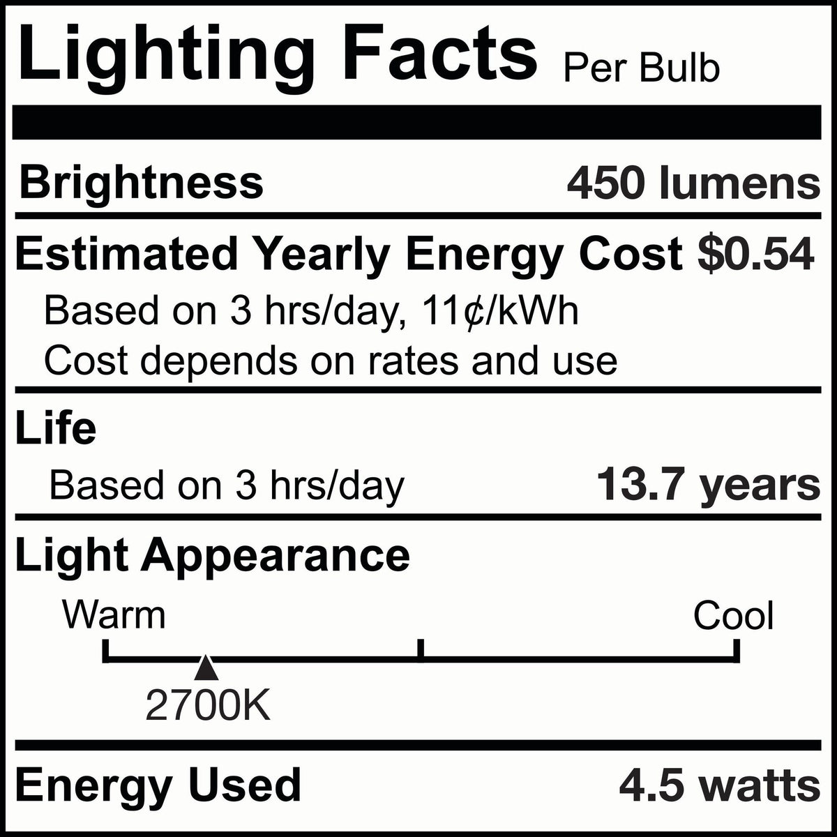 T8 4.5W Dimmable Clear Filament LED Light Bulb with E12 Base, 2700K, 450 Lumens, 4-Pack