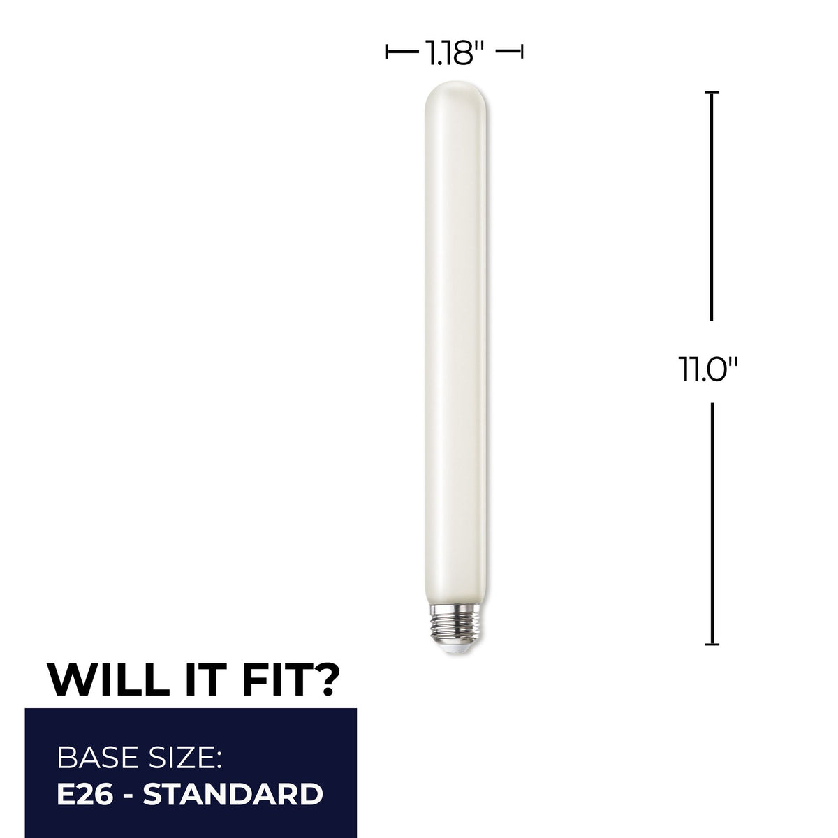 T9 11'' 5W Dimmable Frost Filament LED Light Bulb with E26 Base, 2700K, 400 Lumens, 4-Pack