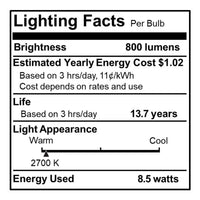 G25 8.5W Dimmable Clear Filament LED Light Bulb with E26 Base, 2700K, 800 Lumens, 4-Pack