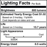 G25 8.5W Dimmable Clear Filament LED Light Bulb with E26 Base, 3000K, 800 Lumens, 2-Pack