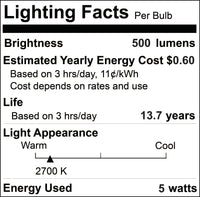 B11 5W Dimmable Milky Filament LED Light Bulb with E12 Base, 2700K, 500 Lumens, 4-Pack
