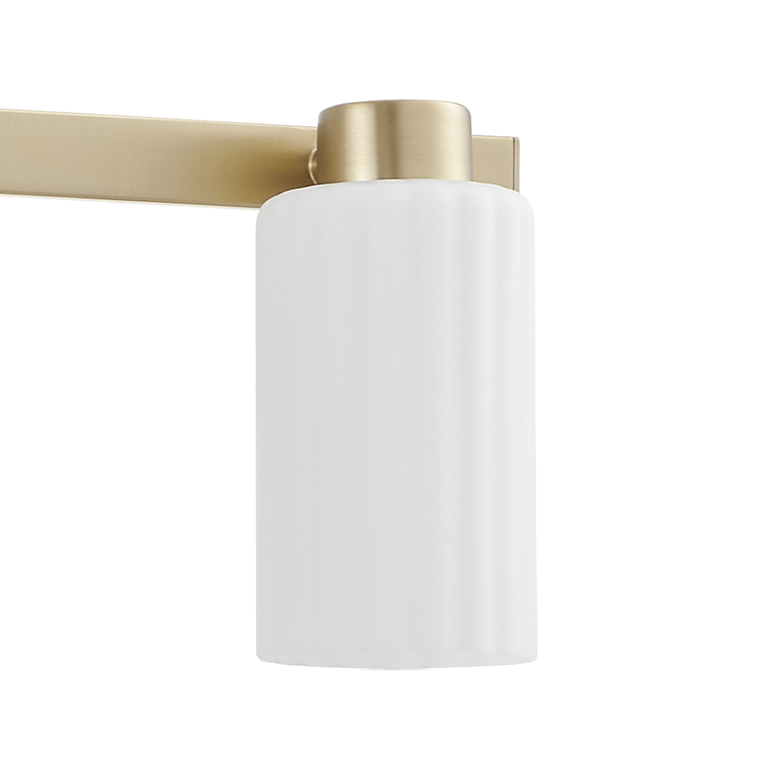 Bedminster 30-inch 4-light Champagne Gold Vanity Light with Etched Opal Ribbed Glass Shades