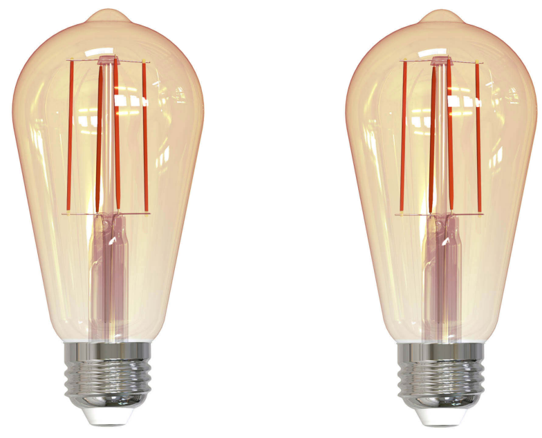 ST18 5W Dimmable Antique Filament LED Light Bulb with E26 Base, 2200K, 450 Lumens, 2-Pack