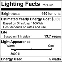 T14 5W Dimmable Clear Filament LED Light Bulb with E26 Base, 3000K, 450 Lumens, 4-Pack
