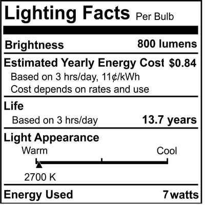 A15 7W Dimmable Milky Filament LED Light Bulb with E26 Base, 2700K, 800 Lumens, 4-Pack
